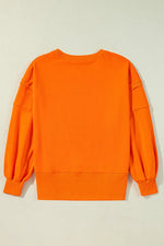Side Slit Round Neck Long Sleeve Sweatshirt