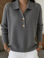 Full Size Button Detail Long Sleeve Sweater Plus Size