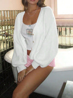 Ribbed Knit Open Front Cardigan with Cozy Oversized Fit