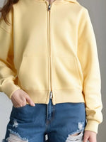 Full Size Casual Zip-Up Long Sleeve Hoodie Plus Size