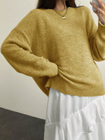 Full Size Cozy Knit Round Neck Oversized Sweater Plus Size