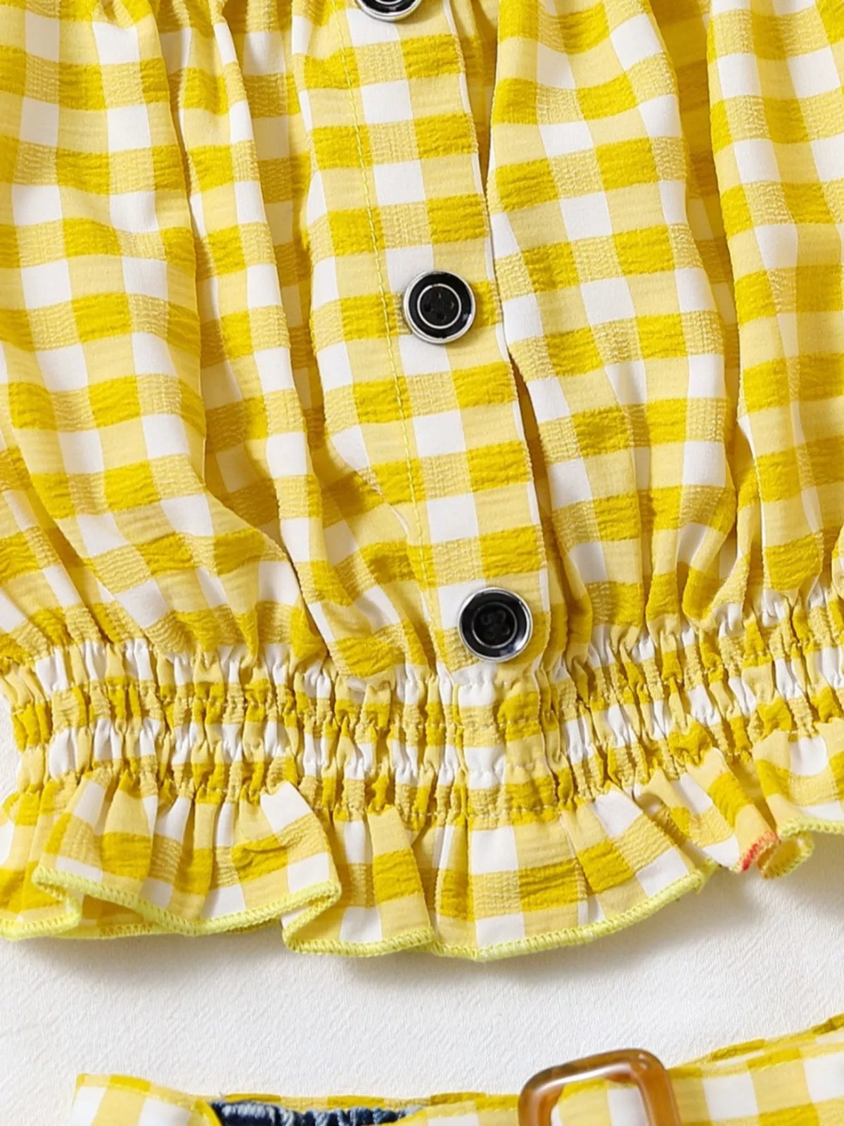 Children's Gingham Top & Denim Shorts Set