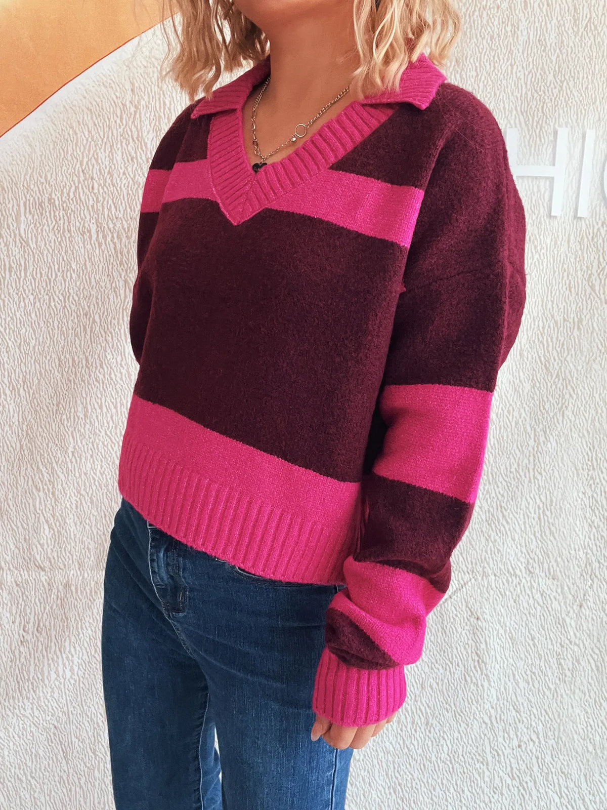 Color Block Long Sleeve Sweater