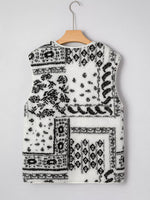 Sherpa Paisley Print Pocketed Western Fashion Vest Jacket