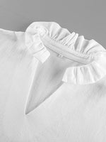 Notched Flounce Sleeve Blouse