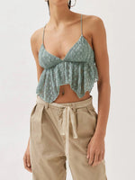 Lace Cropped Cami with Flowy Hem