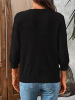 Textured Button-Front Cardigan with 3/4 Sleeves