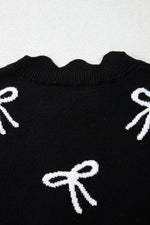 Bow Side Ties Scalloped Hem Cap Sleeve Sweater