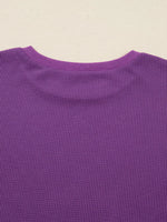 Solid Color Raw Seam Patchwork Ribbed Drop Shoulder Sweatshirt
