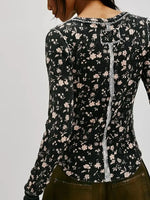 Floral Print Waffle Knit Top