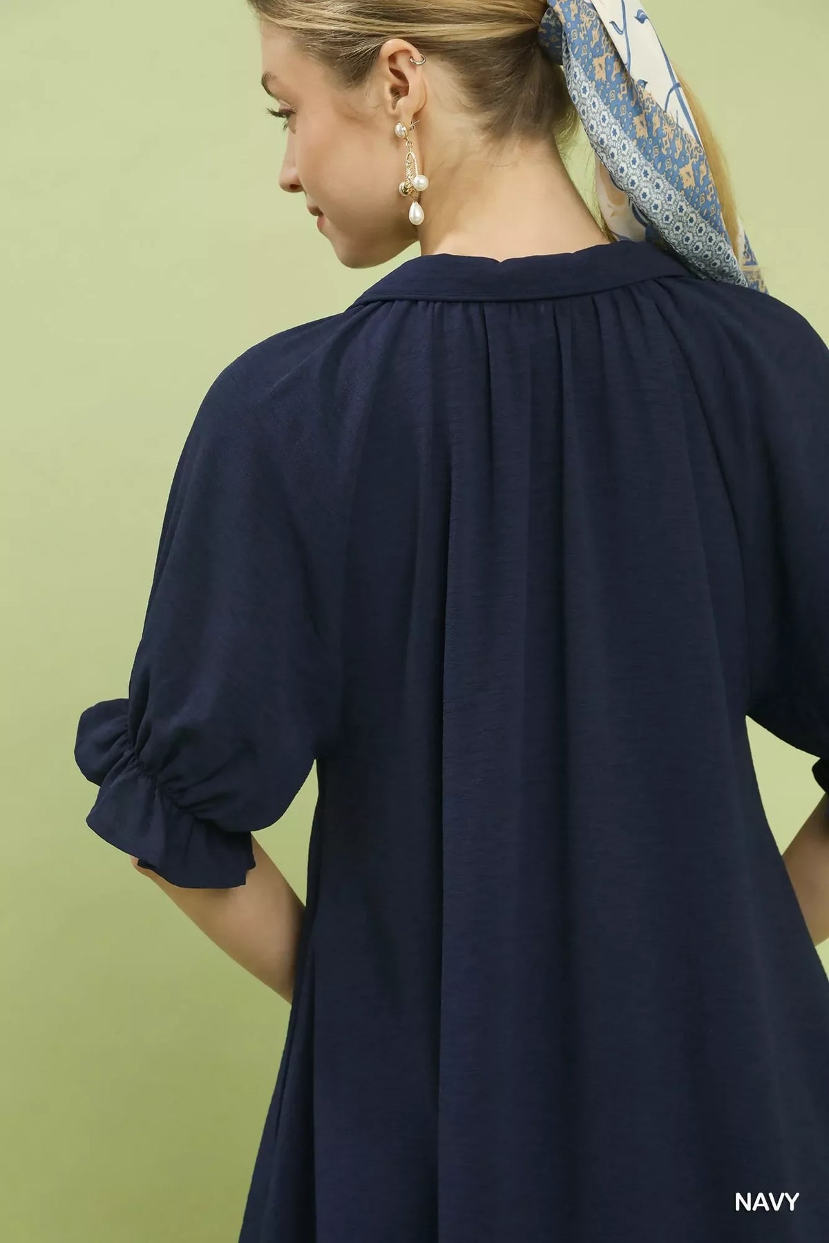 Umgee Tiered Puff Sleeve Babydoll Dress