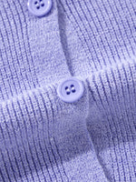 Ribbed Knit Button Front V Neck Cardigan