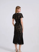 Lace Short Sleeve Mermaid Dress