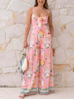 Printed Tie-Front Wide Leg Jumpsuit