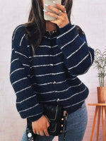 Striped Button Up Long Sleeve Cardigan