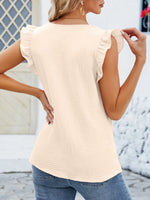 V-Neck Ruffled Sleeve Top