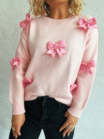 Bow Round Neck Long Sleeve Sweater