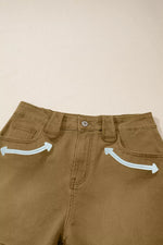 Contrast Arrow Detail Western Denim Shorts
