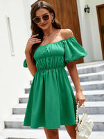 Off-Shoulder Puff Sleeve Mini Dress