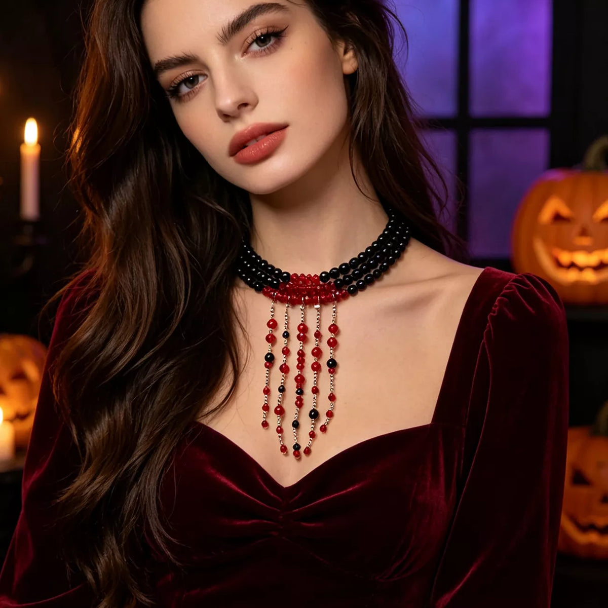 Gothic Multi-Layered Beaded Necklace
