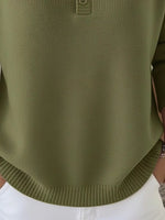 Full Size Half Button Long Sleeve Knit Top Plus Size