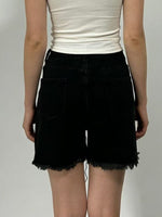 Rhinestone Chain Raw Hem Denim Shorts