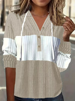 Color Block Drawstring Long Sleeve Hoodie