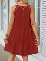 Ruffled Hem Lace Sleeveless Dress