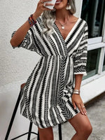 Geometric Print V-Neck Mini Dress