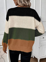 Color Block Round Neck KnitSweater
