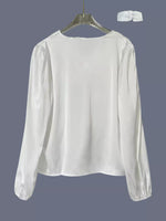 V-Neck Ruched Long Sleeve Blouse