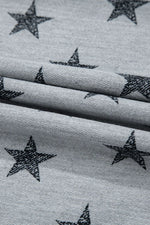 Star Print Tiered Ruffled Sleeve Crew Neck T Shirt