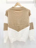 Color Block V-Neck Knit Sweater