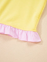 Contrast Frill Hem Round Neck Top and Shorts Set