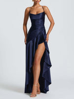 Ruffle High-Slit Maxi Dress