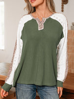 Leopard Trim Raglan Sleeve Top