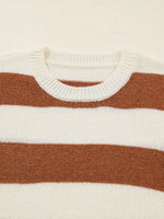 Stripe Drop Shoulder Sleeve Patchwork Baggy Sweater
