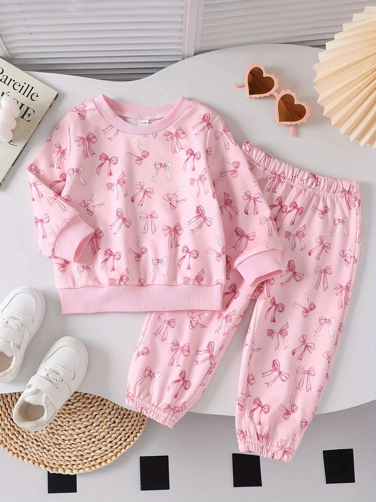 Children's Printed Round Neck Tee and Pants Set