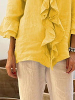 Full Size Ruffle Trim 3/4 Sleeve Blouse Plus Size