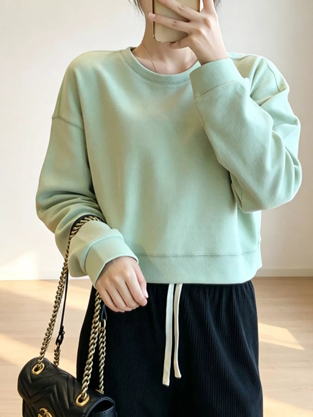 Crew NeckDrop Shoulder Sweatshirt