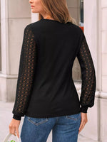 Lace Sleeve Crew Neck T-Shirt