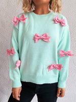 Bow Round Neck Long Sleeve Sweater