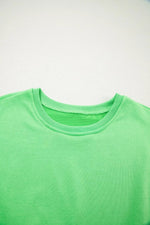 Solid Color Puffy Loose Top Drawstring Shorts 2pcs Outfit