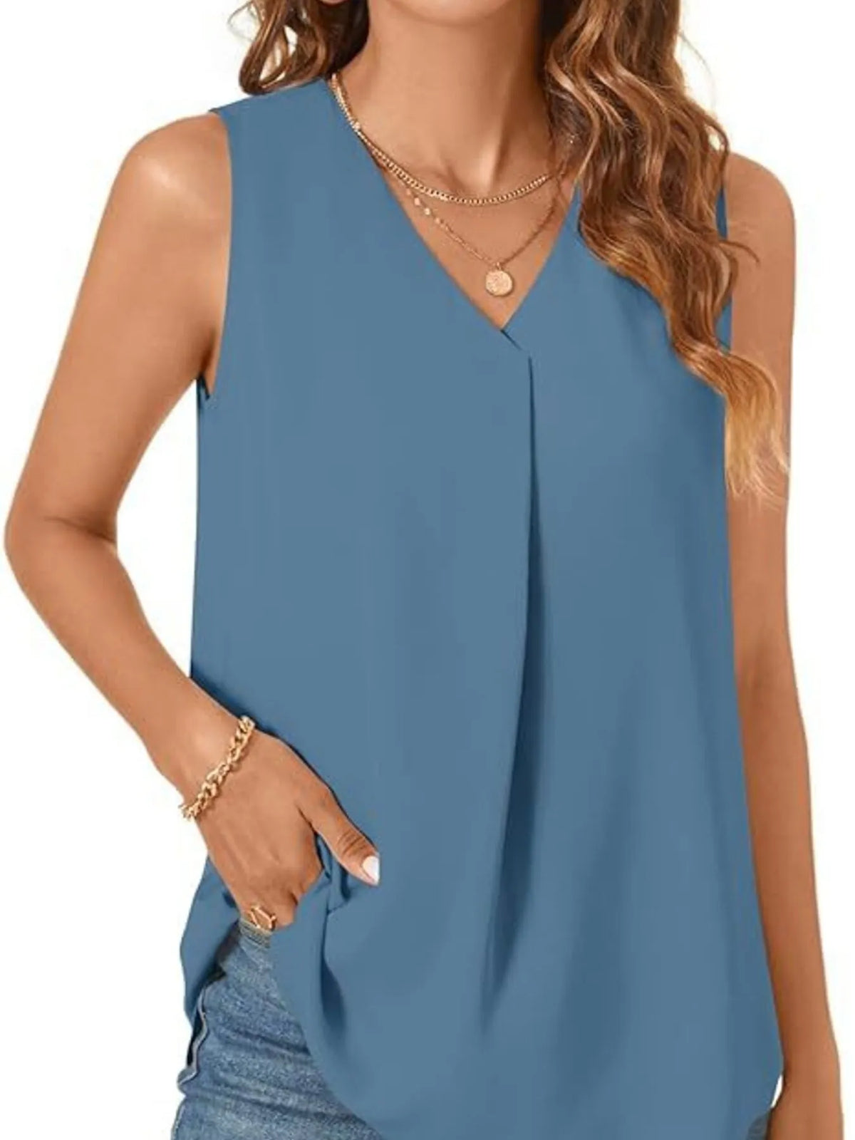 Full Size V-Neck Sleeveless Tank Top Plus Size