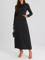 Cowl Neck Long Sleeve Midi Dress