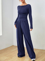 Long Sleeve Top and Wide Leg Pants Set