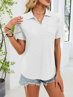 Eyelet Short Sleeve Blouse