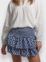 Smocked Wideband Waist Layered Mini Skirt