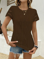 Crochet Lace Short Sleeve T-Shirt