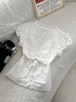Lace Detail Bow Front Blouse
